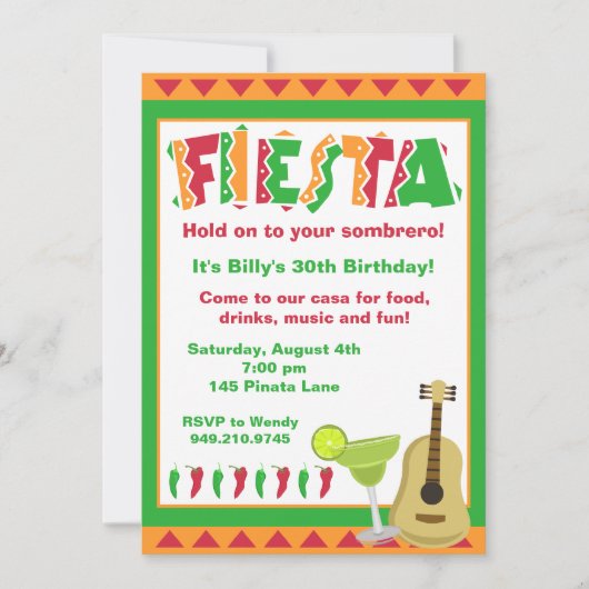 Invitation Fiesta Party (Devant)