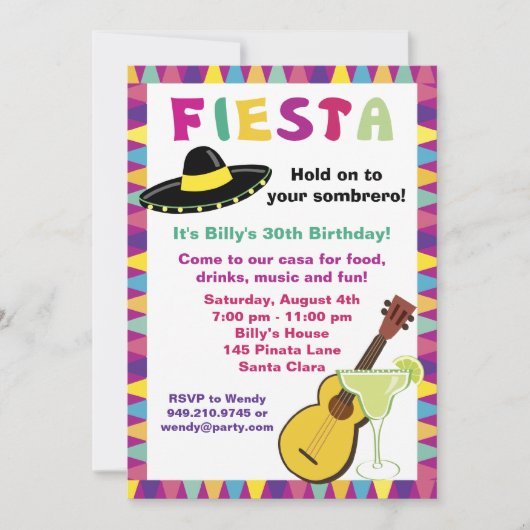Invitation Fiesta Party (Devant)