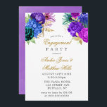 Invitation Fiesta Peacock Parties scintillant de luxe<br><div class="desc">Vous aimerez cette luxueuse plumes de paon fiesta aux pivoines colorées en violet,  rose et bleu avec parties scintillant. Idéal pour vos célébrations mariages !</div>