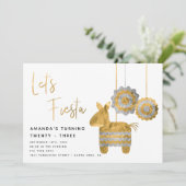 Invitation Fiesta Piñata Faux Gold Foil Anniversaire adulte (Debout devant)