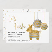 Invitation Fiesta Piñata Faux Gold Foil Anniversaire adulte (Devant / Derrière)
