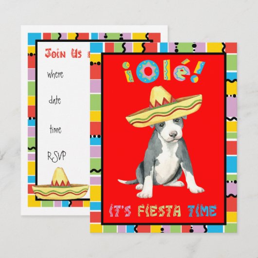 Invitation Fiesta Pit Bull Terrier (Devant / Derrière)
