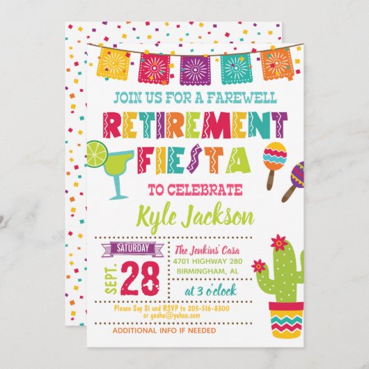 Invitation Fiesta Retraite - Blanc (Devant / Derrière)