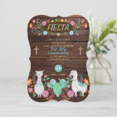 Invitation Fiesta Rustique Première Communion Fleurs folklori (Debout devant)