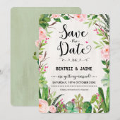 Invitation Fiesta Save the Date Fleur de Cactus Ro (Devant / Derrière)
