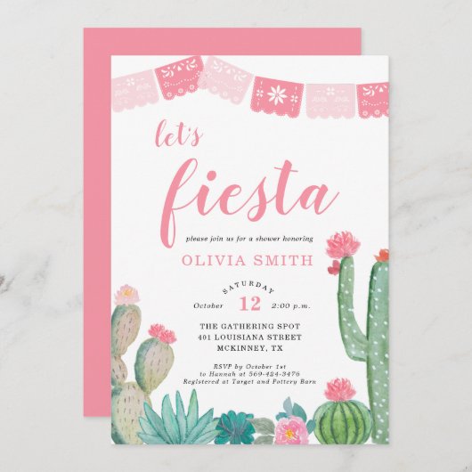 Invitation Fiesta Shower (Devant / Derrière)