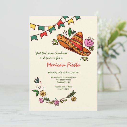 Invitation Fiesta Sombrero (Debout devant)