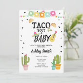 Invitation Fiesta Taco Bout Love Cactus Baby shower noir (Debout devant)