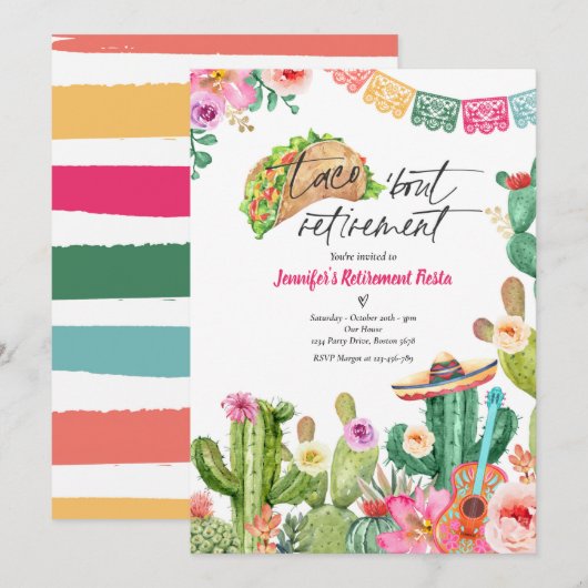 Invitation  Fiesta Taco 'Bout Retraite mexicaine Fiesta Party (Devant / Derrière)
