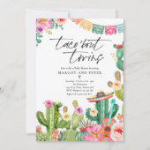 Invitation Fiesta Taco 'Bout Twins Baby shower mexicain Cactu (Devant)