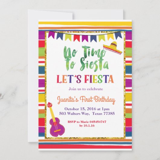 Invitation Fiesta Taco pour 5 ans (Devant)