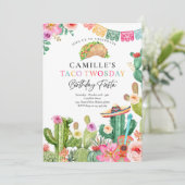 Invitation Fiesta Taco Twosday Watercolor Cactus 2e anniversa (Debout devant)