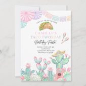 Invitation Fiesta Taco Twosday Watercolor Cactus 2e anniversa (Devant)
