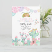 Invitation Fiesta Taco Twosday Watercolor Cactus 2e anniversa (Debout devant)