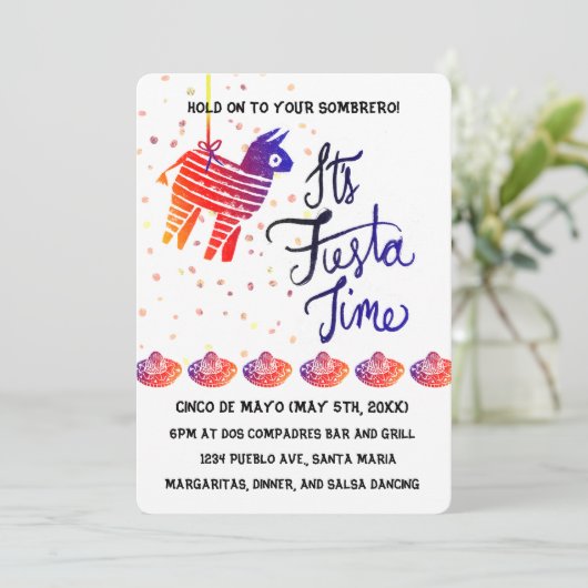 Invitation Fiesta Time Cinco De Mayo (Debout devant)