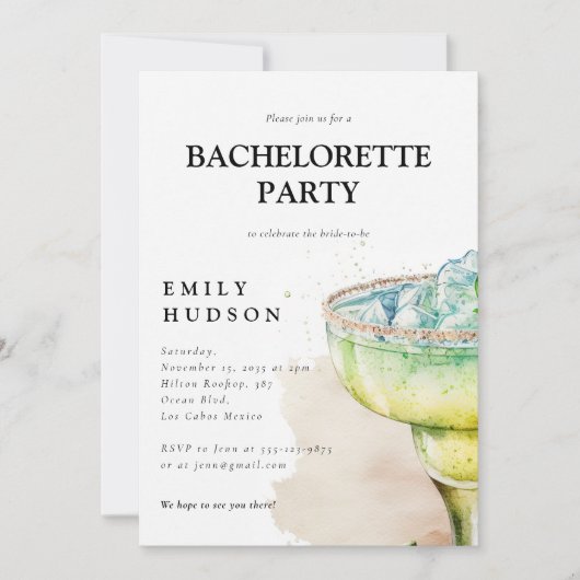 Invitation Fiesta Watercolor Bachelorette (Devant)