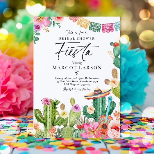 Invitation Fiesta Watercolor Cactus Fête des mariées mexicain