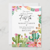 Invitation Fiesta Watercolor Cactus Fête des mariées mexicain (Devant)