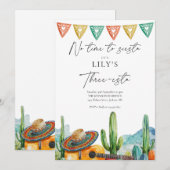 Invitation Fiesta Watercolor Cactus Trois-esta 3e anniversair (Devant / Derrière)