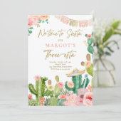 Invitation Fiesta Watercolor Cactus Trois-esta Anniversaire (Debout devant)