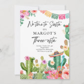 Invitation Fiesta Watercolor Cactus Trois-esta Anniversaire (Devant)