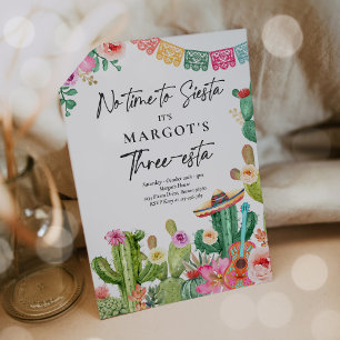 Invitation Fiesta Watercolor Cactus Trois-esta Anniversaire