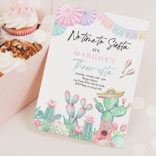 Invitation Fiesta Watercolor Cactus Trois-esta Anniversaire