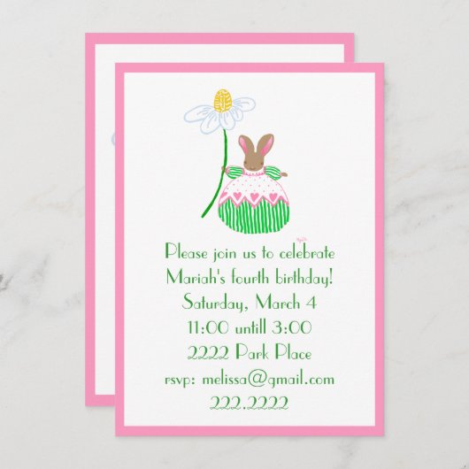 Invitation Fifi Bunny (Devant / Derrière)