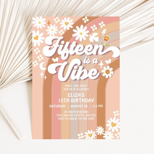 Invitation FIFTEEN est une Vibe 15ème Daisy Rainbow les année