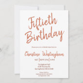 Invitation Fiftieth Birthday Rustic Boho Typography 50th (Devant)