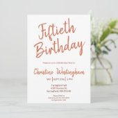 Invitation Fiftieth Birthday Rustic Boho Typography 50th (Debout devant)