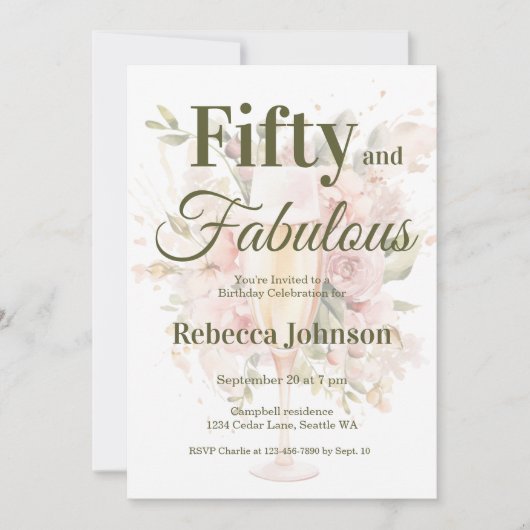 Invitation Fifty and Fabulous 50th Birthday Party (Devant)