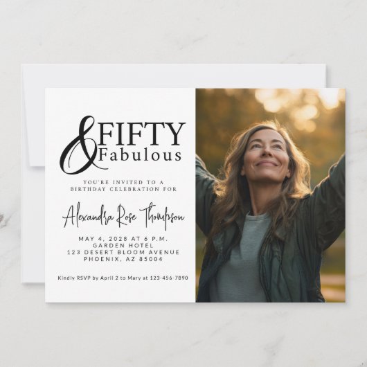 Invitation Fifty And Fabulous 50th Birthday Photo Party (Devant)