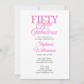 Invitation Fifty and Fabulous Black and Pink Script (Devant)