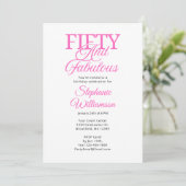 Invitation Fifty and Fabulous Black and Pink Script (Debout devant)