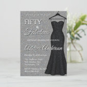 Invitation Fifty and Fabulous Black and Silver 50th Birthday  (Debout devant)