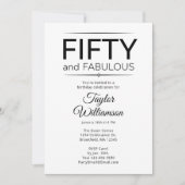 Invitation Fifty and Fabulous Black and White Script (Devant)