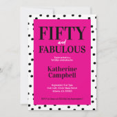 Invitation Fifty and Fabulous Black Hot Pink 50th Birthday (Devant)