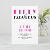 Invitation Fifty and Fabulous Black Pink 50th Birthday  (Debout devant)