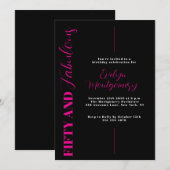 Invitation Fifty and Fabulous Black Pink 50th Birthday Party  (Devant / Derrière)