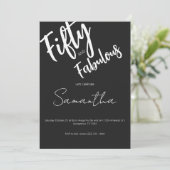 Invitation Fifty and Fabulous Black Script 50th Birthday (Debout devant)