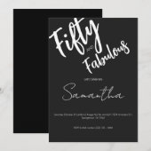 Invitation Fifty and Fabulous Black Script 50th Birthday (Devant / Derrière)