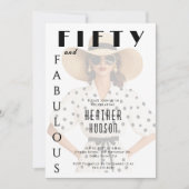 Invitation Fifty and Fabulous Black White 50th Birthday  (Devant)