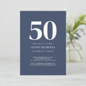 Invitation Fifty and Fabulous Blue 50th Birthday Party (Debout devant)