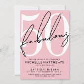 Invitation Fifty And Fabulous Blush Pink 50th Birthday (Devant)