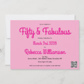 Invitation Fifty and Fabulous Blush Pink 50th Birthday  (Devant)