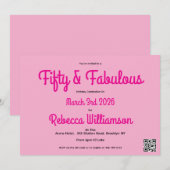 Invitation Fifty and Fabulous Blush Pink 50th Birthday  (Devant / Derrière)