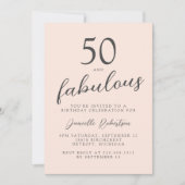Invitation Fifty and Fabulous Blush Pink 50th Birthday Party (Devant)