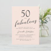 Invitation Fifty and Fabulous Blush Pink 50th Birthday Party (Debout devant)