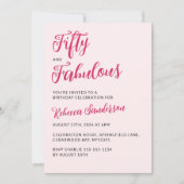 Invitation Fifty and Fabulous Blush Pink 50th Birthday Party  (Devant)